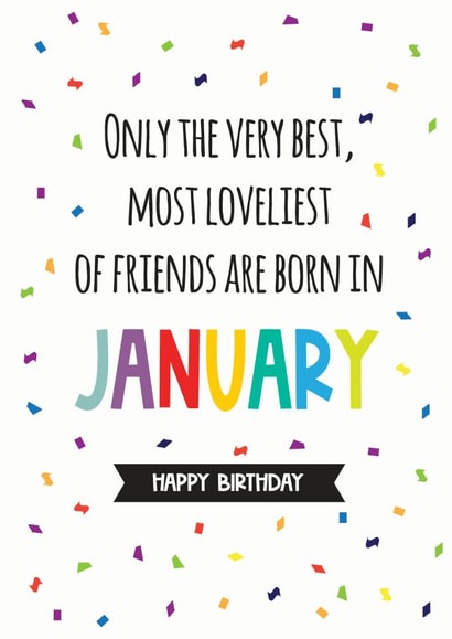 January birthday card for a friend created by Silly Prints