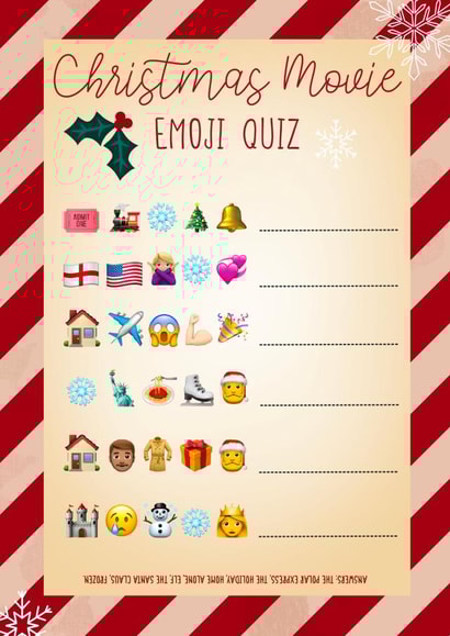 Christmas movies emoji quiz card  created by The Girl Next Draw Cards