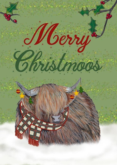 Highland Cow Christmas Card created by The Warren Creations