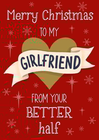 Cheeky - Heart Banner - Festive Love - Girlfriend - From Your Better Half - Girlfriend - For Her - Sparkle - Stars - Christmas Card created by Silky Rose Design