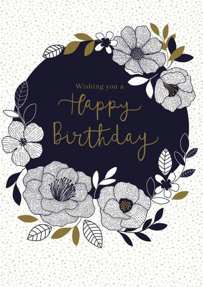 Floral border Birthday card created by Sarah Hustwaite Illustration