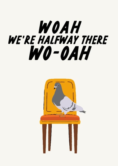 Pigeon on a chair Card, Funny Pun Lyrics created by The Marmalade Cat