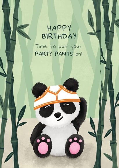 Cute Panda Party Pants Birthday Card created by Bev O'Connor || @oconnordesign