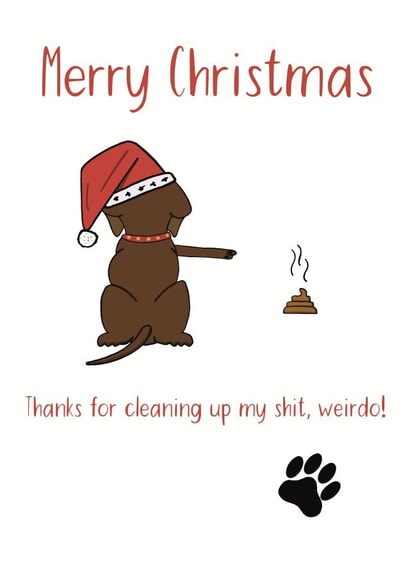Cheeky Christmas card from the dog created by Shore Designs