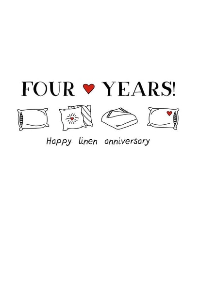 Cute Linen Anniversary Card - 4 Years - Happy Linen Anniversary created by Letters & Lines