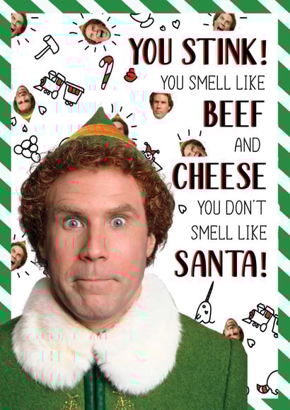 Buddy the Elf Christmas Card You smell like Beef and Cheese created by Cardology