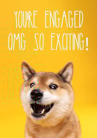 Happy Dog Engagement Card - Omg so exciting created by The Yorkshire Pawtrait Co.