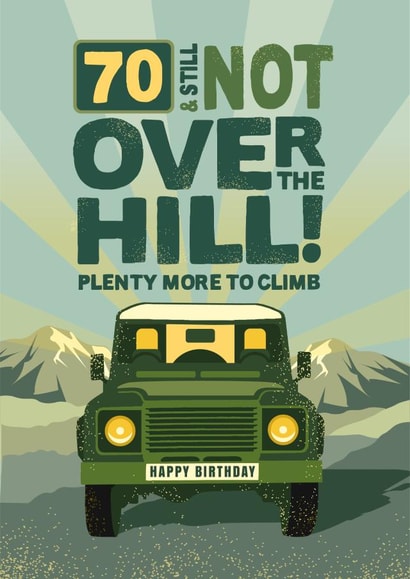 Funny 70th birthday Land Rover card for him created by The Typecast Gallery