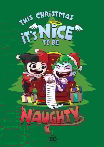Naughty and Nice Harley Quinn Joker Christmas Card created by Cardology