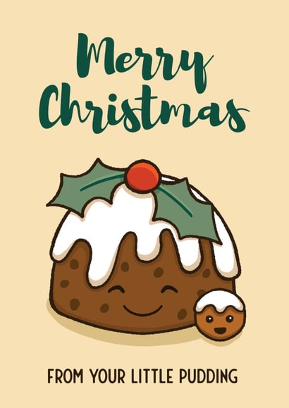 Only Child - Little Pudding - Merry Christmas From Your Little Pudding - New Baby - Cute - Parent - Mum - Dad - Christmas Card created by Bev O'Connor || @oconnordesign