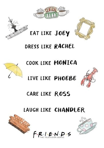 Eat Like Joey Dress Like Rachel Friends TV show Birthday Card thortful