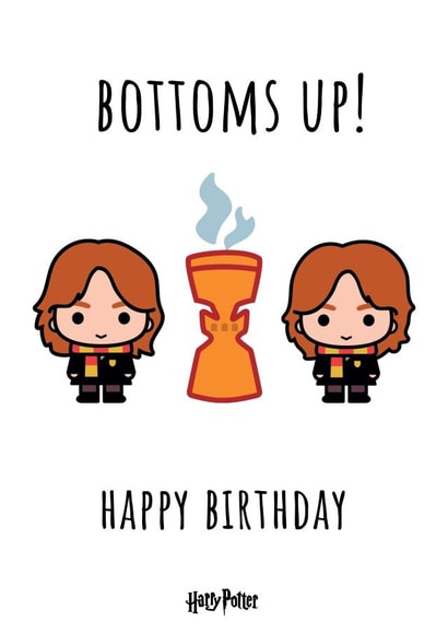 Bottoms up! Fred and George Harry Potter Birthday Card  created by Cardology