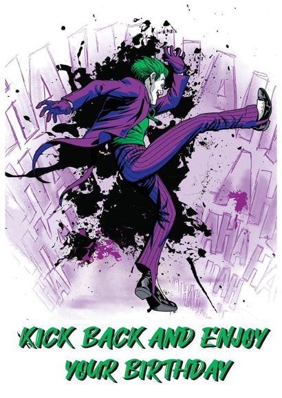 The Joker Kick Back DC Comics Birthday Card created by Cardology