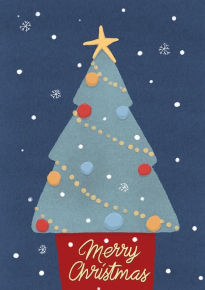Merry Christmas card with a Christmas tree created by Fariza Kartbayeva
