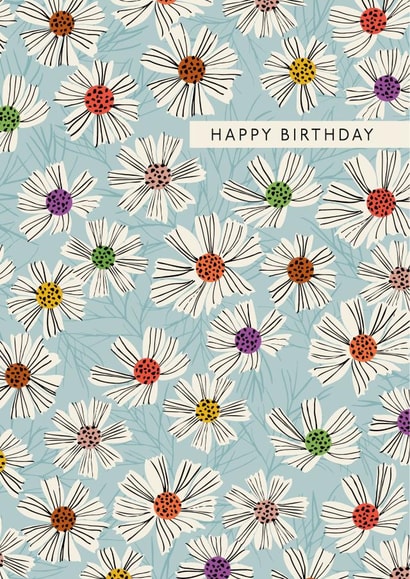 Rainbow Spotty Floral Happy Birthday Card - For Her created by Nina Raby - Jones