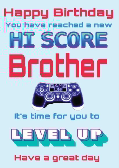 Brother gaming birthday card created by Yasmine Brickland