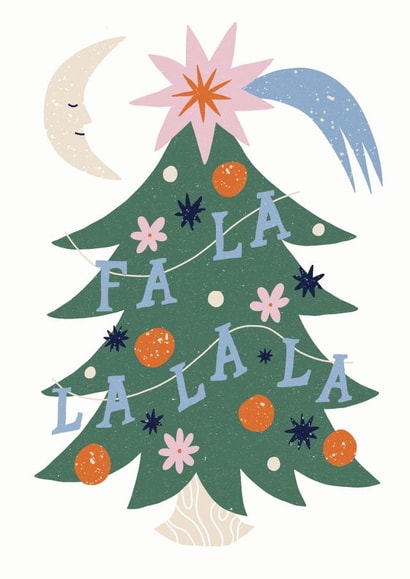 Retro Christmas Tree Fa La La Christmas Card created by Sophie Potter