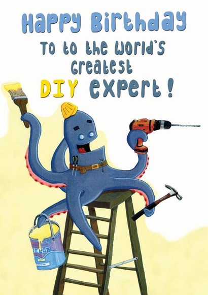 Happy Birthday DIY Expert created by Martyn Scribbler Illustration