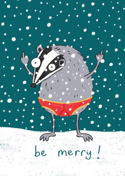 Sweary Badger Christmas Card created by Beth Garnett Illustration