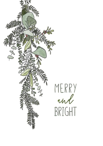 Merry and Bright Christmas Card created by Laura Jayne Lettering