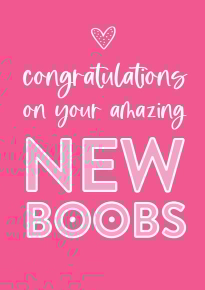 Bright Pink New Boobs card created by Always Sparkle