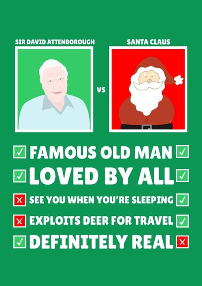 David Attenborough VS Santa Claus Funny List  created by PopDogShop
