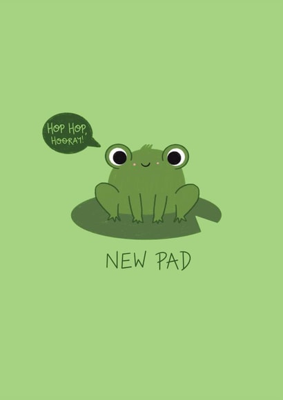 Cute Frog Pun New Home Card - Frog - Hop Hop Hooray - New Pad created by Georgia Millac