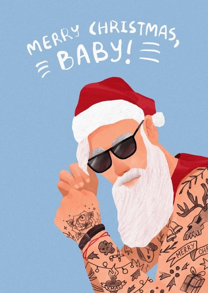 Rock-n-Roll Santa Claus Christmas Card 1001 created by Katerina Kilaniants