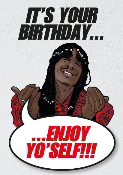 RICK JAMES BIRTHDAY CARD created by Glen Stone