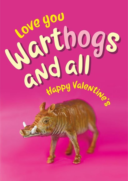 Funny and cute warthog Valentine’s Day card created by The Supermodels