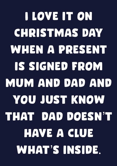 Christmas Day - Funny - Cheeky - Parents - Mum and Dad - Signed from Mum and Dad - Christmas Card created by Pink + Pip