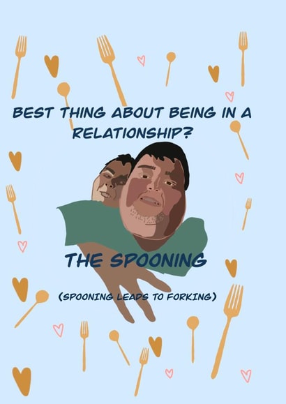Anniversary spooning leads to forking  created by Katie McCormick