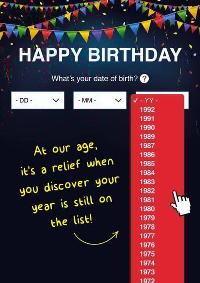 Scroll Down to find your age card created by Liverpool Card Studio