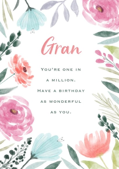 Pretty Birthday Card - For Gran - Floral - Heartfelt created by Dalia Clark Design
