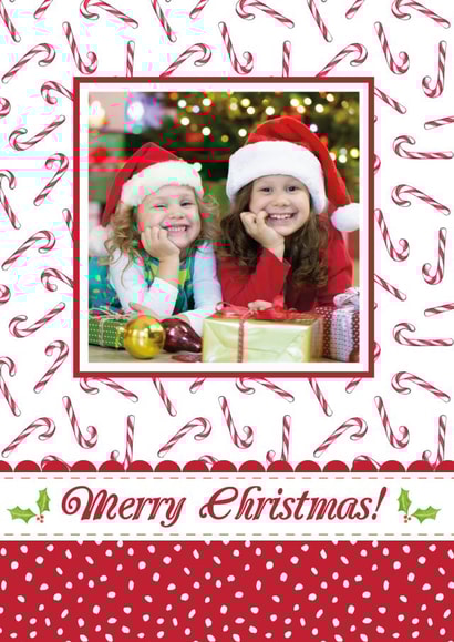 candy cane merry christmas Personalised Photo Card 28521 created by Hazel Fisher Creations