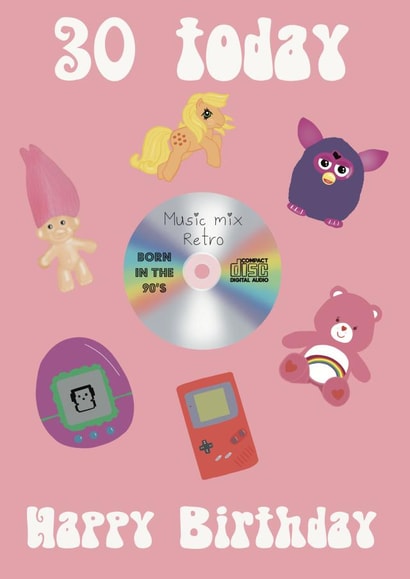 Happy 30th Birthday retro born in the 90’s card created by Rosie bees craft box