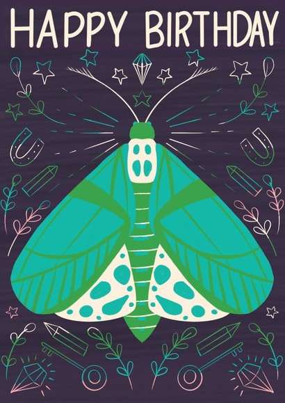 Happy Birthday Mystic Moth Magical Insect Bugs created by @SarahPriceDesigns