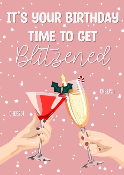 December birthday cheers card created by The Girl Next Draw Cards