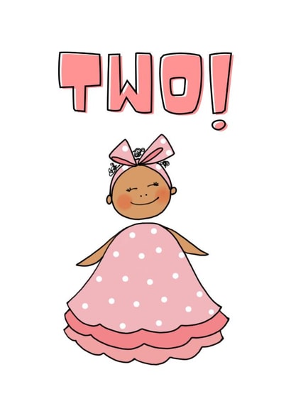 Two Year Old Pretty in Pink Birthday Card created by Afritistic