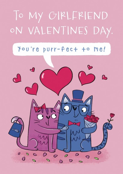 Girlfriend Valentines Cute Cat Card created by Hannah Jayne Lewin
