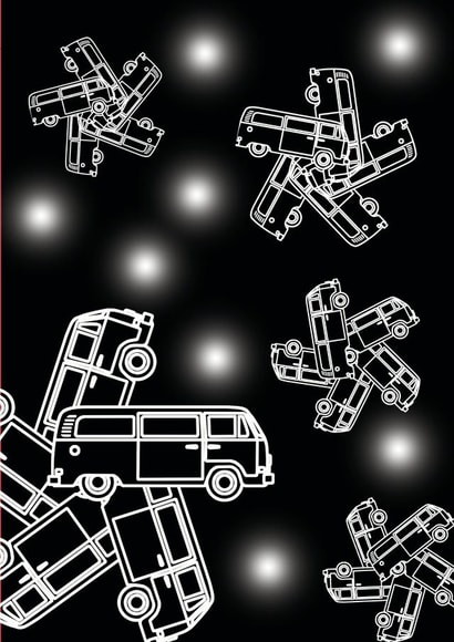Campervan Snowflake Christmas card created by Nick Le Sueur Designs
