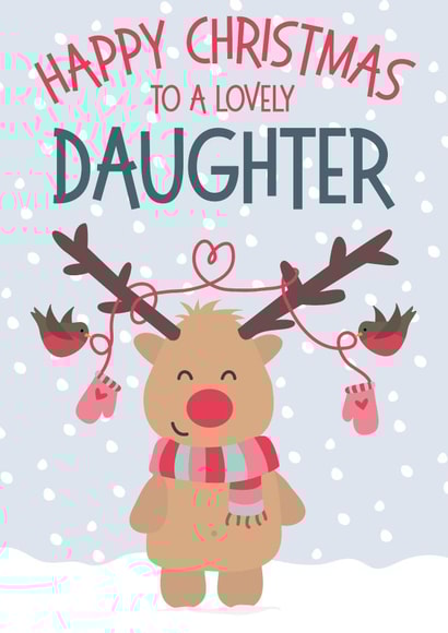 Cute Reindeer 'To A Lovely Daughter' Card created by Wink Design - Michelle Roberts