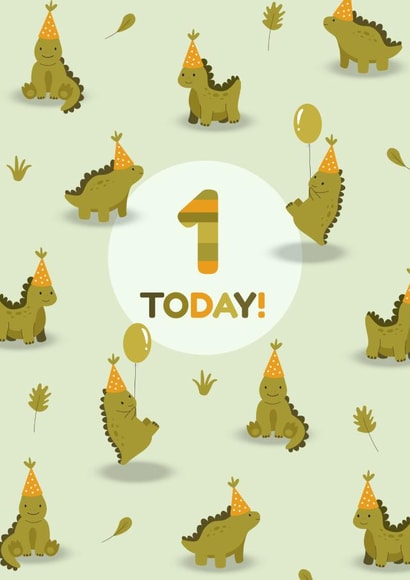 1st Birthday Dinosaur card 1000 created by Evie Garnett Designs