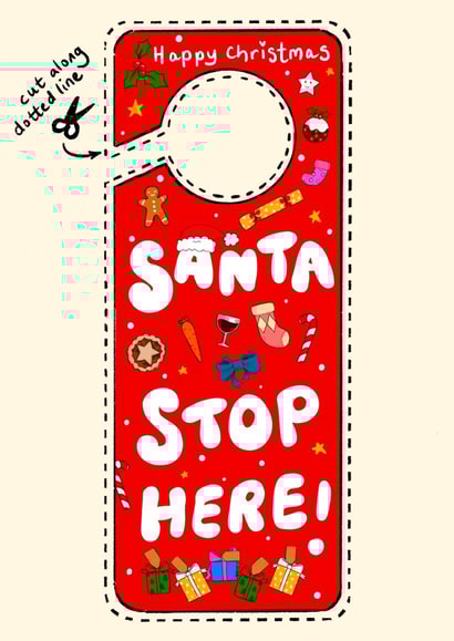 Santa stop here! door hanger card created by Dani Verbeeten