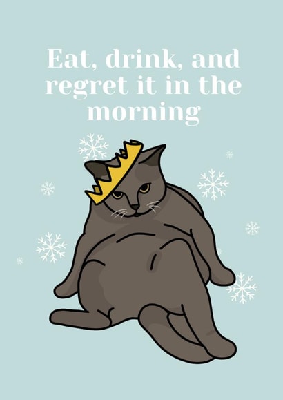 "Fed Up Festive Feline" Funny Cat Christmas Cards created by Nefoedd Designs