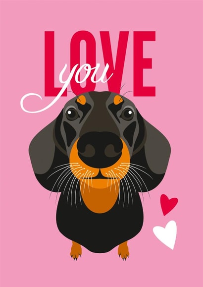Valentine's Card Dachshund Dog created by Diva Doodle Designs