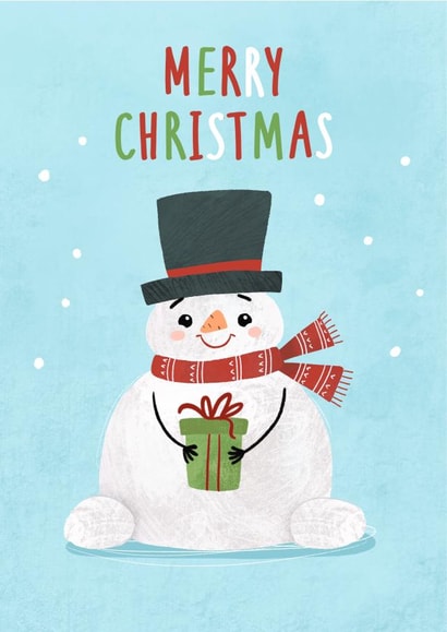 Merry Christmas snowman postcard created by Anastasia Kaznacheeva