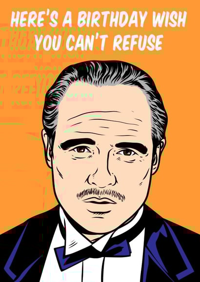 Marlon Brando, The Godfather birthday card created by Graham Sanders