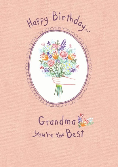 The best Grandma pretty bunch of flowers Birthday card created by Dawn Quigg Illustration