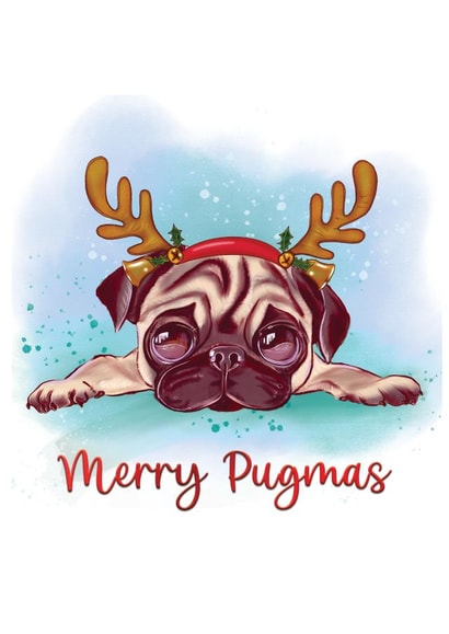 Reindeer Pug - Merry Pugmas! created by Fauna and Flo Creative